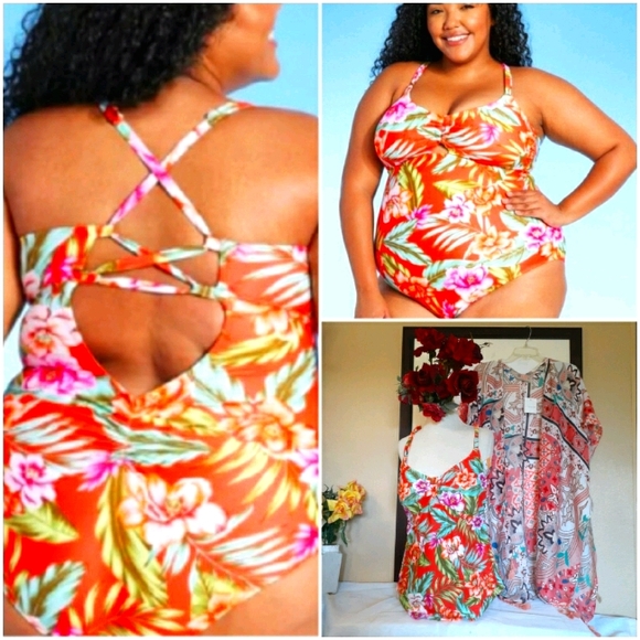 Other - New Tropical Floral Ruched Swimsuit PLUS Size